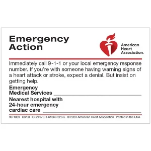 AHA Emergency Action Wallet Card - 50 Pack