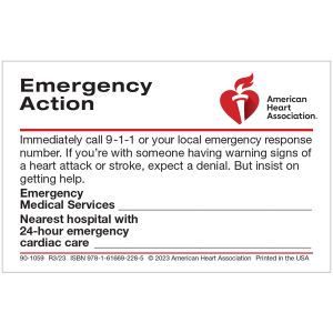 AHA Emergency Action Wallet Card - 50 Pack